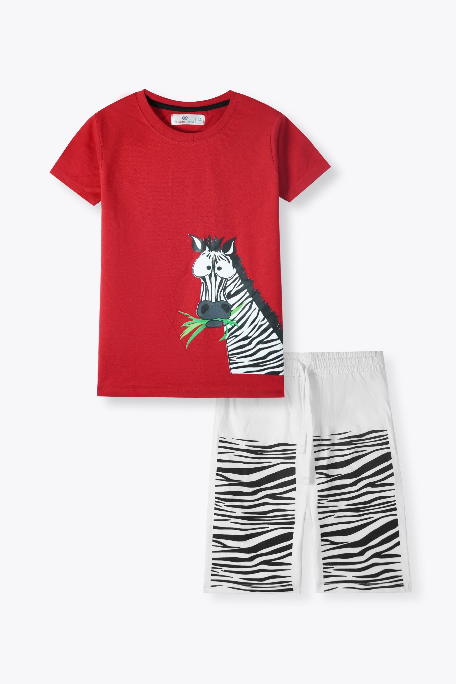 Boys Zebra Red T-Shirt & Zebra Print Shorts Set